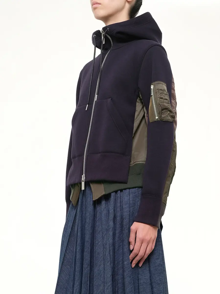 Sacai Runway Sponge Sweat Hoodie in Navy/dark Khaki | Thumbnail 3 Sacai Runway Sponge Sweat Hoodie in Navy/dark Khaki | Thumbnail 3
