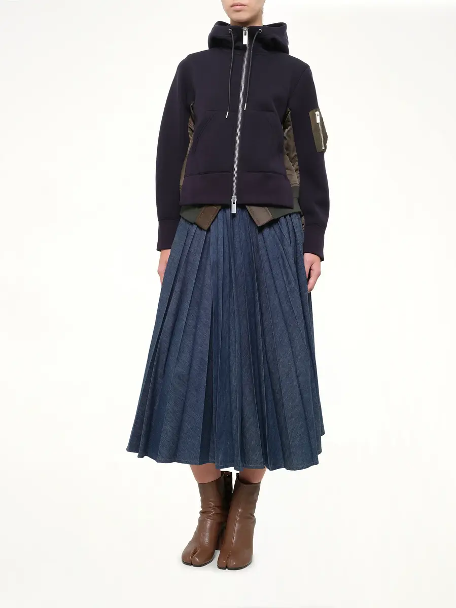 Sacai Runway Sponge Sweat Hoodie in Navy/dark Khaki | Thumbnail 4 Sacai Runway Sponge Sweat Hoodie in Navy/dark Khaki | Thumbnail 4