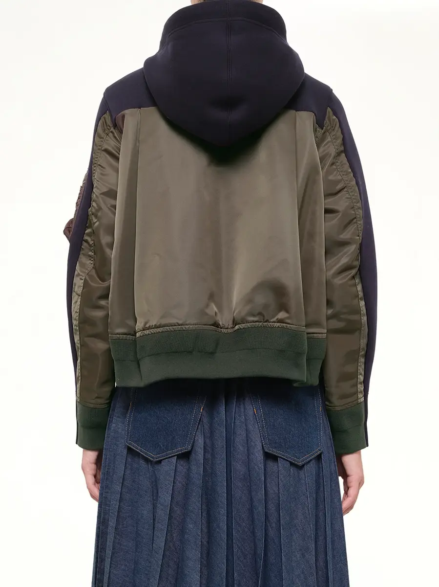 Sacai Runway Sponge Sweat Hoodie in Navy/dark Khaki | Thumbnail 5 Sacai Runway Sponge Sweat Hoodie in Navy/dark Khaki | Thumbnail 5