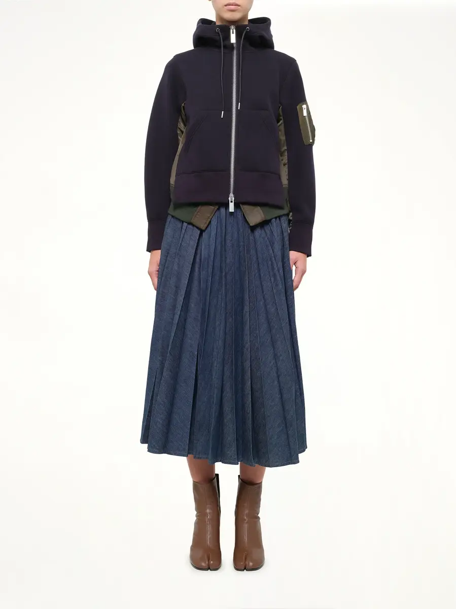Sacai Runway Sponge Sweat Hoodie in Navy/dark Khaki | Thumbnail 7 Sacai Runway Sponge Sweat Hoodie in Navy/dark Khaki | Thumbnail 7