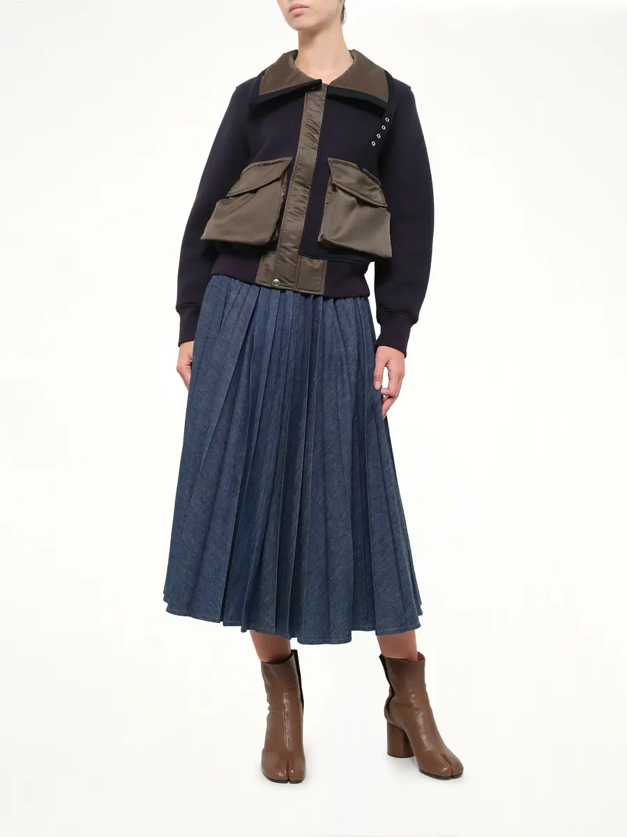 Sacai Sponge Sweat Blouson in Navy/dark Khaki | Thumbnail 4 Sacai Sponge Sweat Blouson in Navy/dark Khaki | Thumbnail 4