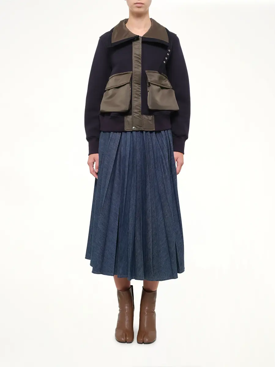 Sacai Sponge Sweat Blouson in Navy/dark Khaki | Thumbnail 7 Sacai Sponge Sweat Blouson in Navy/dark Khaki | Thumbnail 7