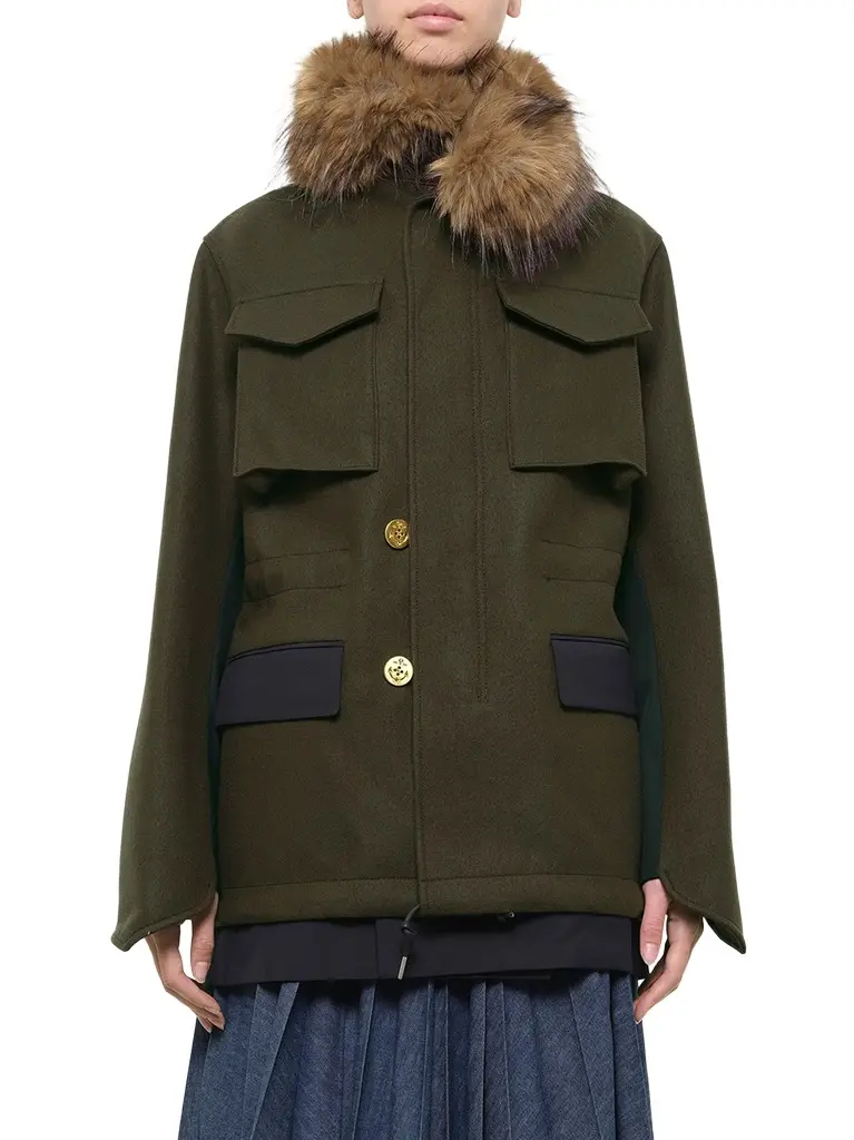 Wool Melton x Suiting Jacket in Khaki/navy Wool Melton x Suiting Jacket in Khaki/navy