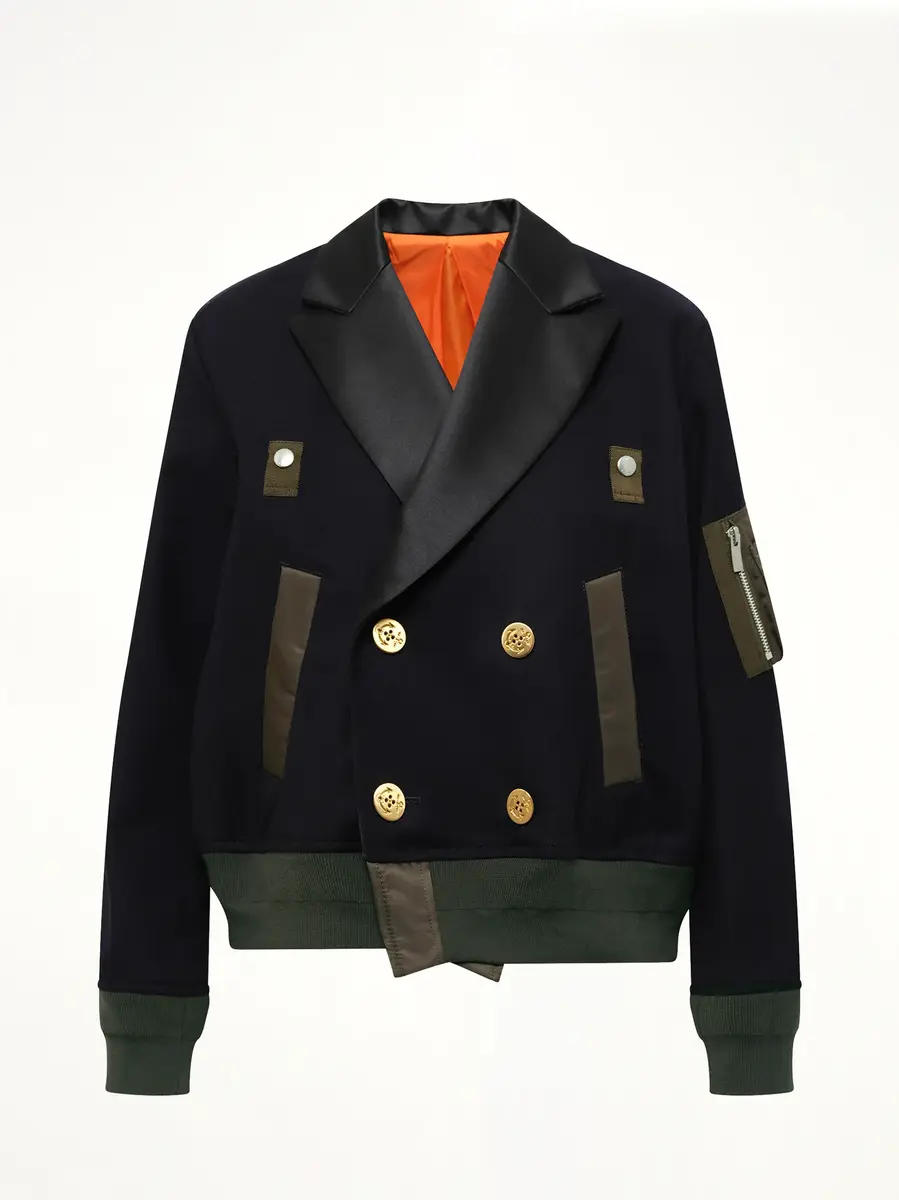 Sacai Wool Flannel x Nylon Twill Jacket | Thumbnail 2 Sacai Wool Flannel x Nylon Twill Jacket | Thumbnail 2