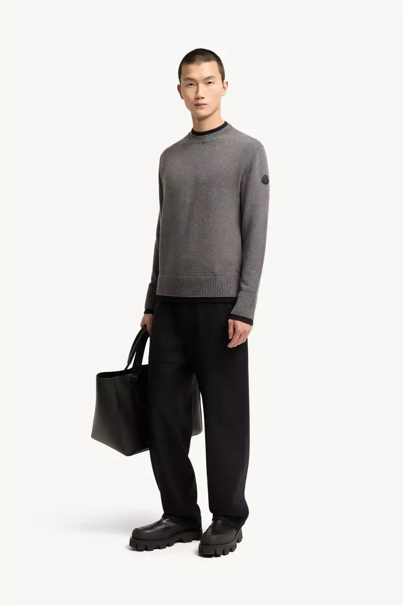 Moncler Leather Logo Wool & Cashmere Blend Sweater | Thumbnail 3