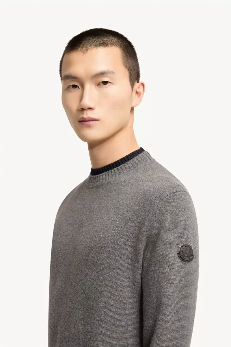 Moncler Leather Logo Wool & Cashmere Blend Sweater | Thumbnail 4