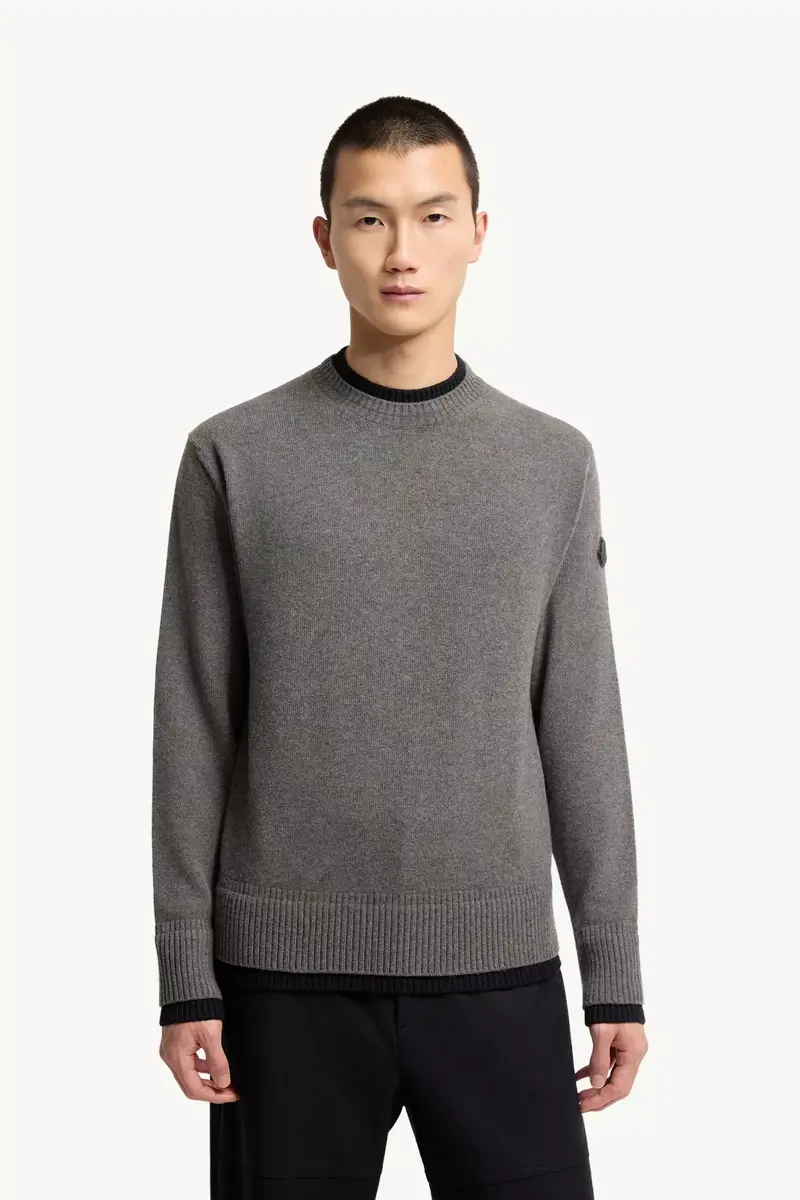 Moncler Leather Logo Wool & Cashmere Blend Sweater | Thumbnail 5