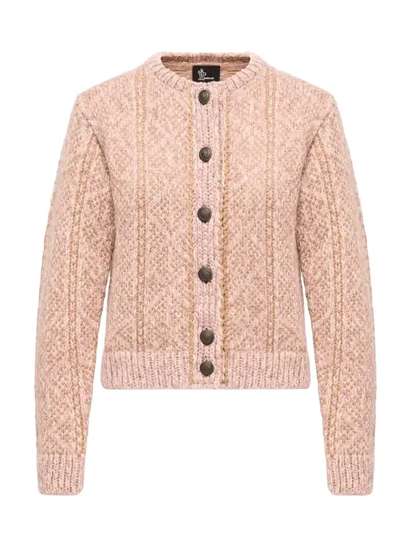 Moncler Grenoble Argyle Jacquard Alpaca & Wool Blend Cardigan