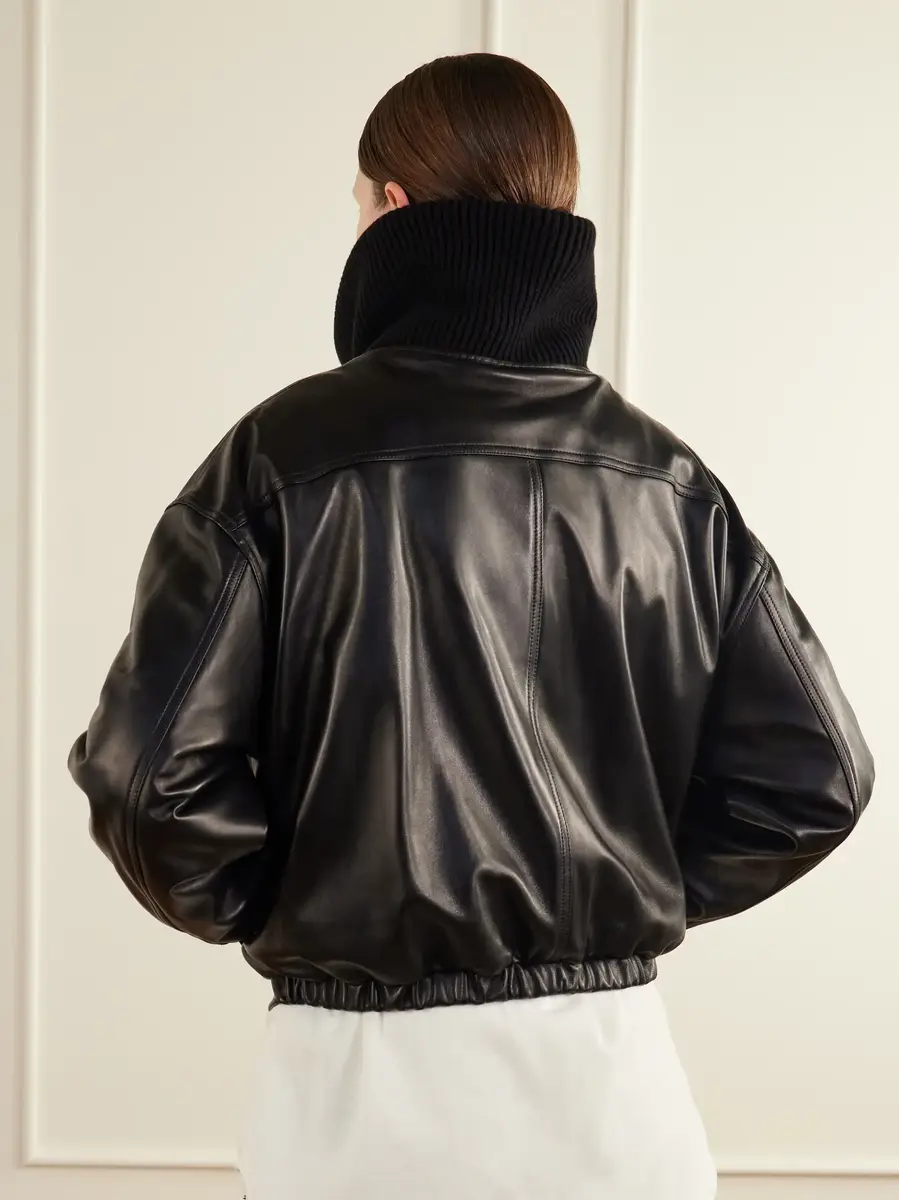 Phoebe Philo Ribbed-trimmed leather jacket | Thumbnail 3 Phoebe Philo Ribbed-trimmed leather jacket | Thumbnail 3