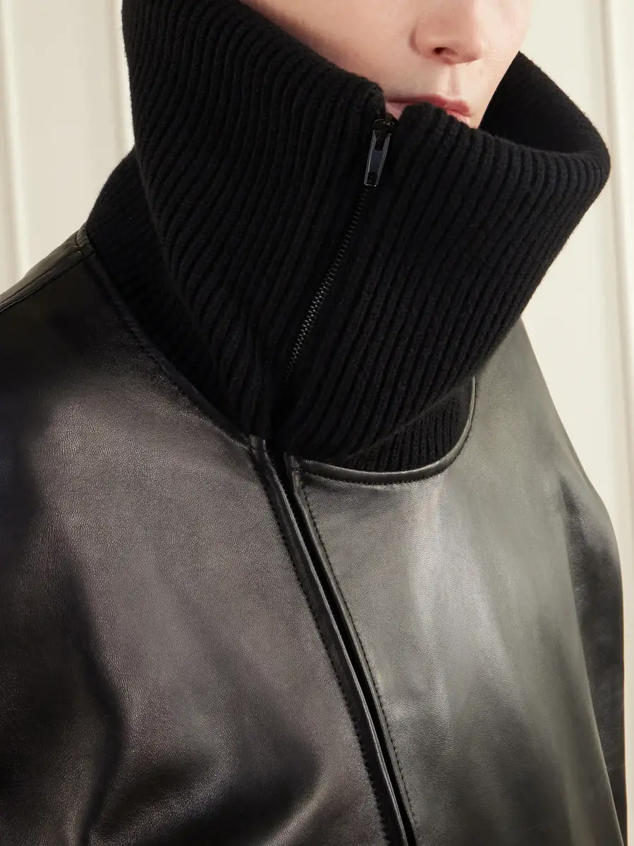 Phoebe Philo Ribbed-trimmed leather jacket | Thumbnail 4 Phoebe Philo Ribbed-trimmed leather jacket | Thumbnail 4