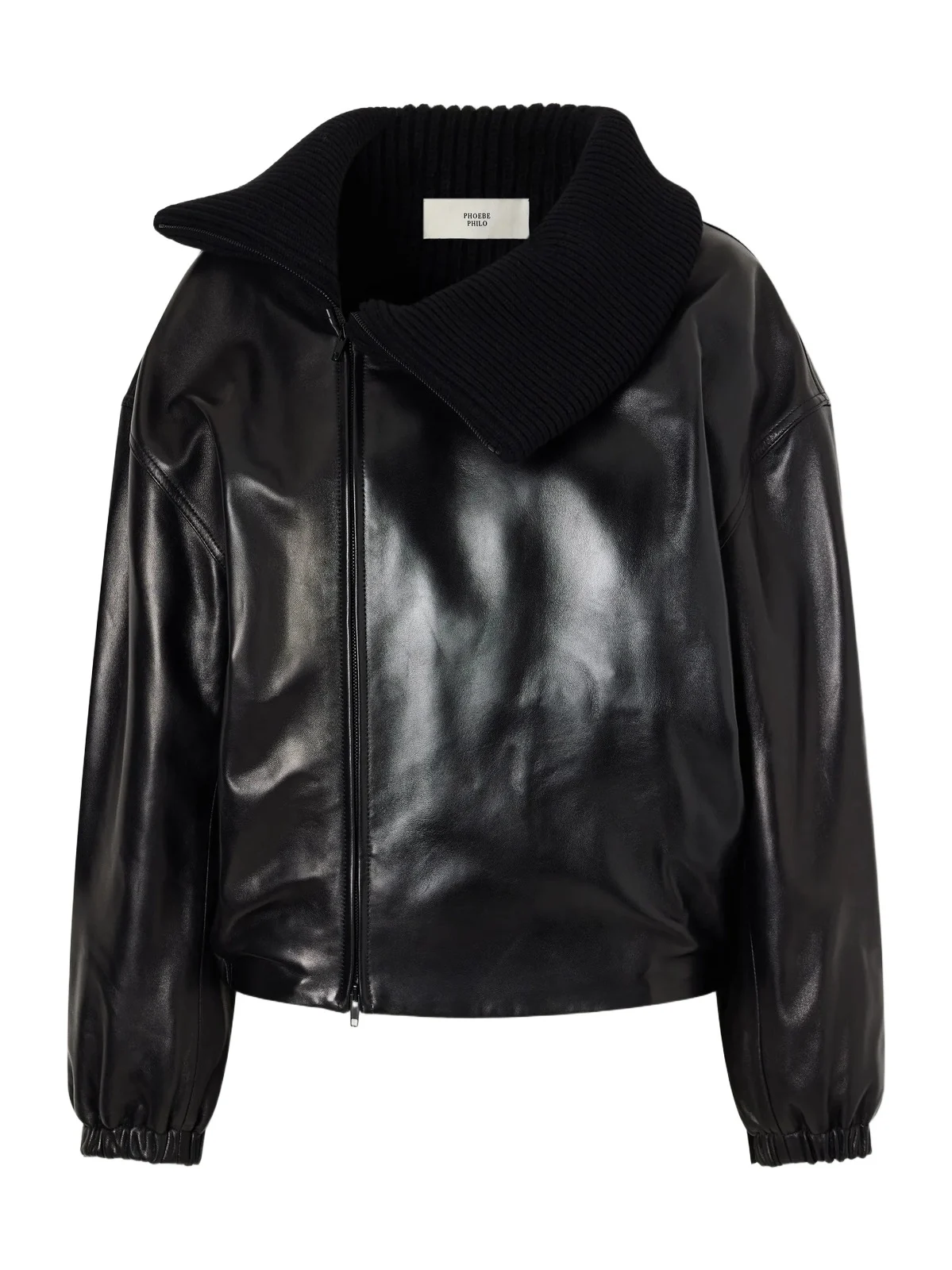 Phoebe Philo Ribbed-trimmed leather jacket