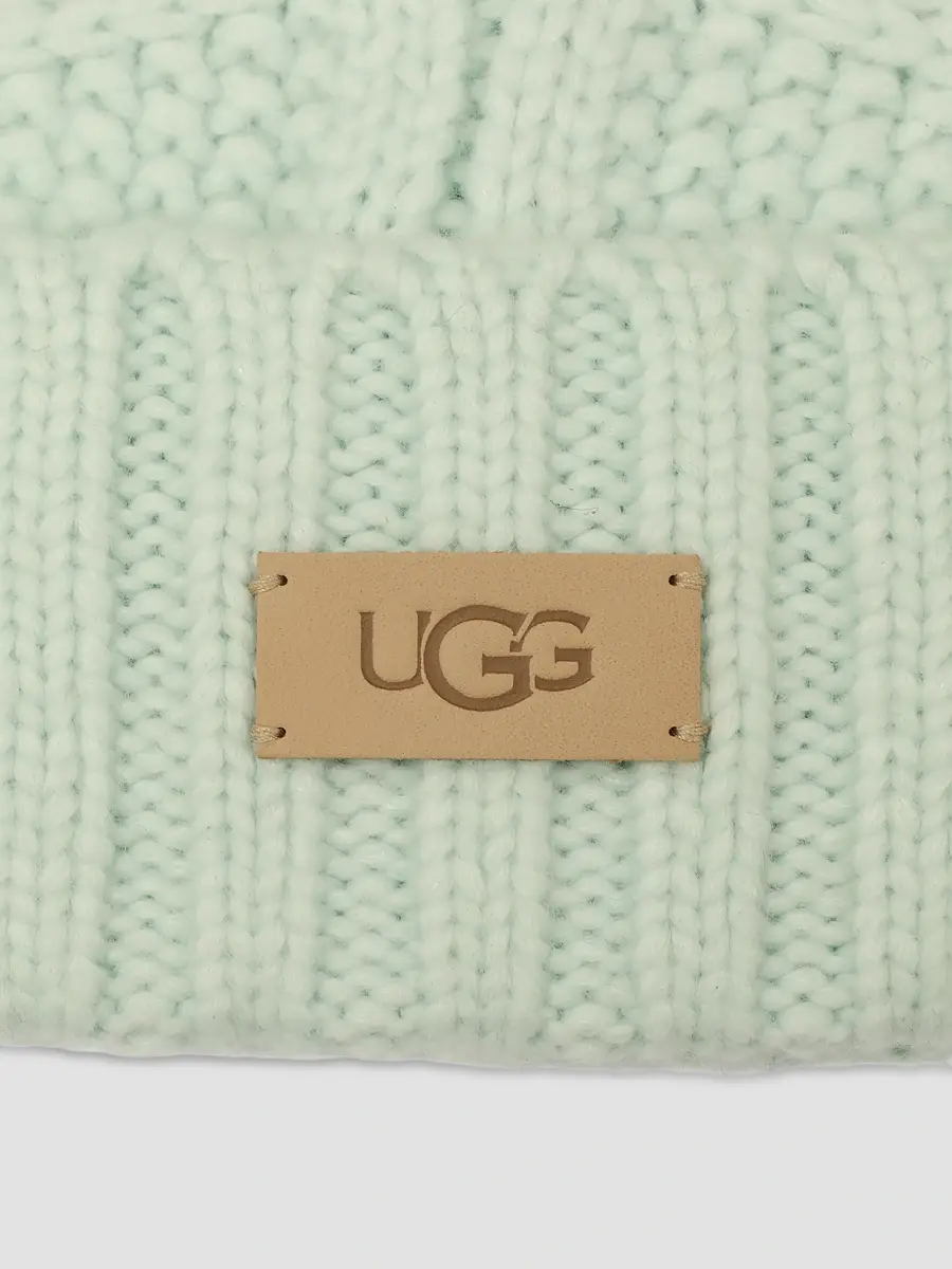 UGG Women's Faux-Fur Pom-Pom Cable-Knit Beanie | Thumbnail 4 UGG Women's Faux-Fur Pom-Pom Cable-Knit Beanie | Thumbnail 4