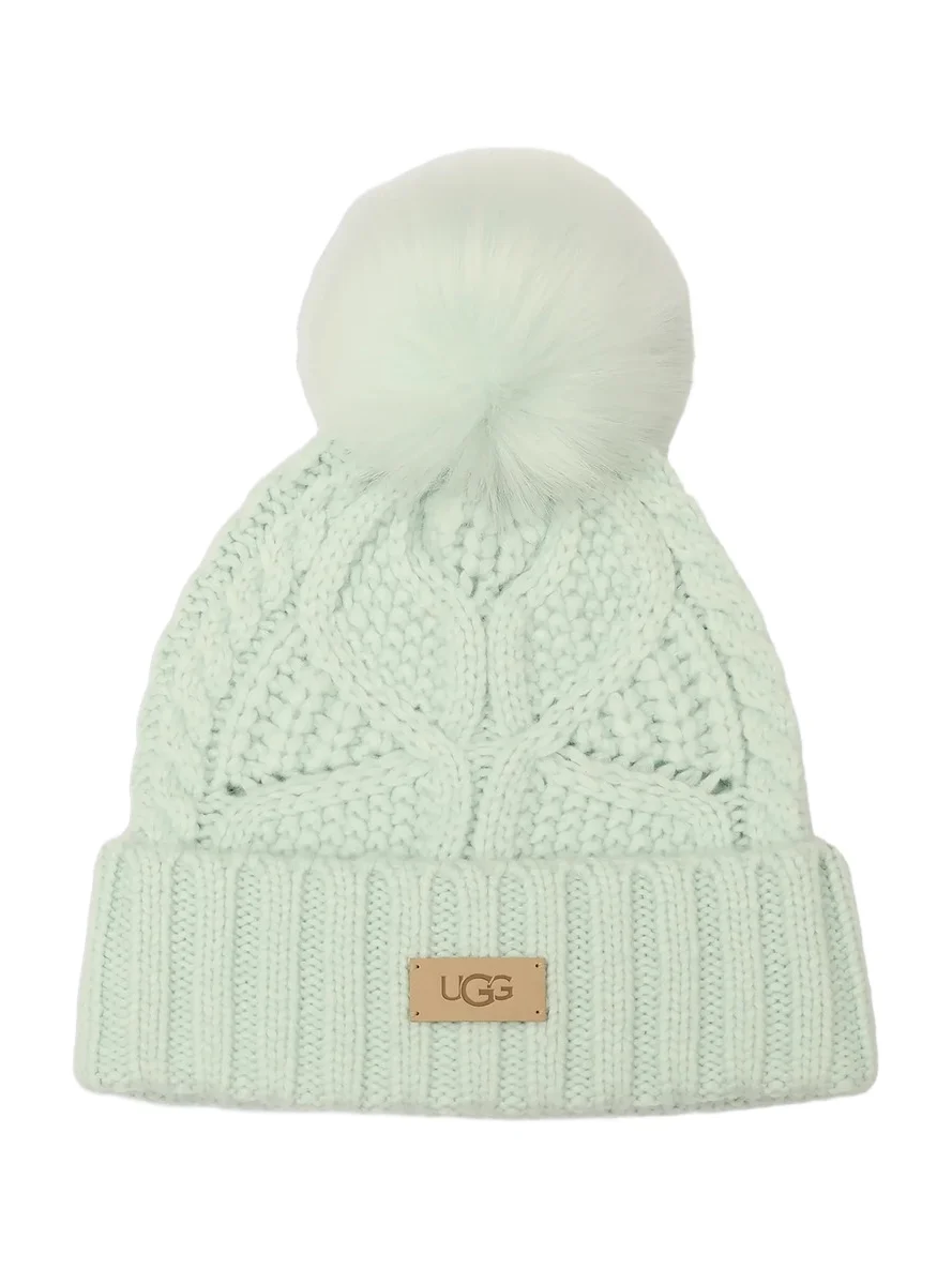 UGG Women's Faux-Fur Pom-Pom Cable-Knit Beanie