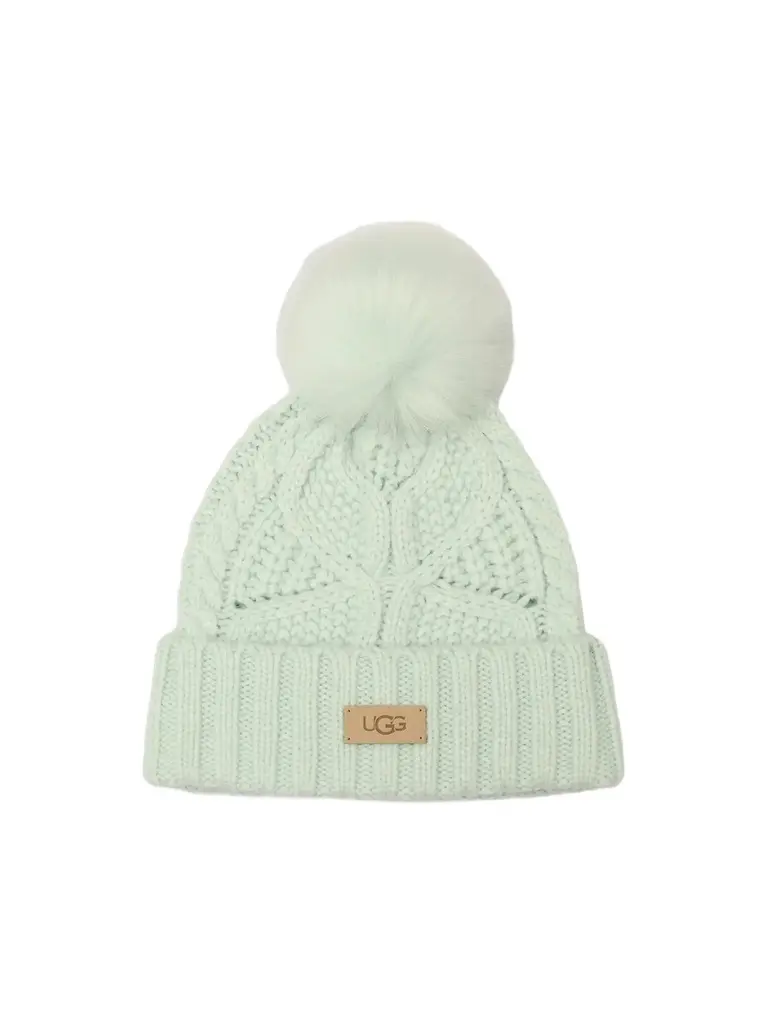 UGG Women's Faux-Fur Pom-Pom Cable-Knit Beanie