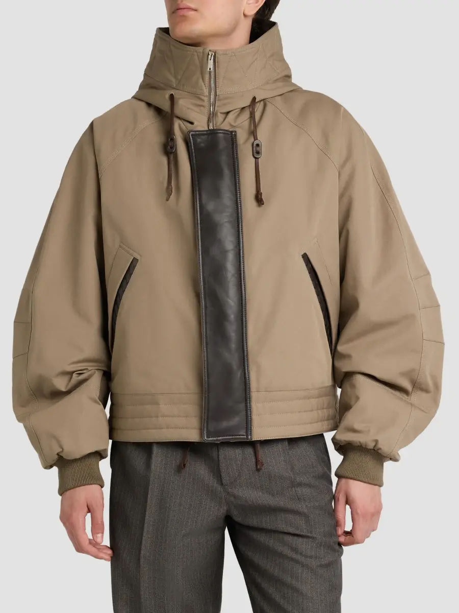 Bottega Veneta Men's Cotton Canvas & Leather Padded Jacket | Thumbnail 3 Bottega Veneta Men's Cotton Canvas & Leather Padded Jacket | Thumbnail 3