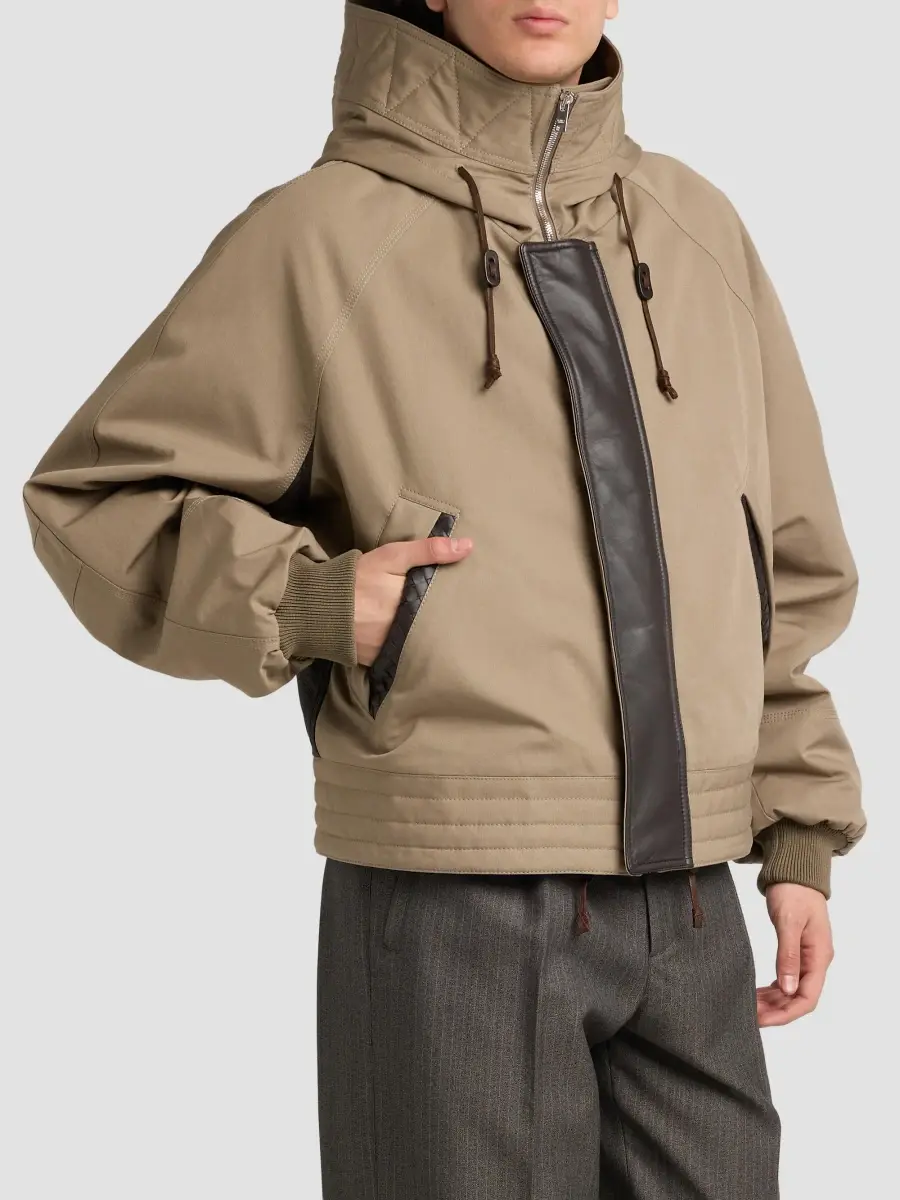Bottega Veneta Men's Cotton Canvas & Leather Padded Jacket | Thumbnail 4 Bottega Veneta Men's Cotton Canvas & Leather Padded Jacket | Thumbnail 4