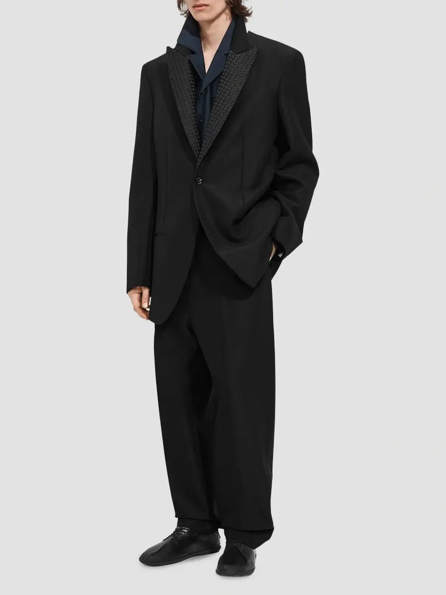 Bottega Veneta Men's Intrecciato-Lapel Mohair-Wool Jacket | Thumbnail 2 Bottega Veneta Men's Intrecciato-Lapel Mohair-Wool Jacket | Thumbnail 2