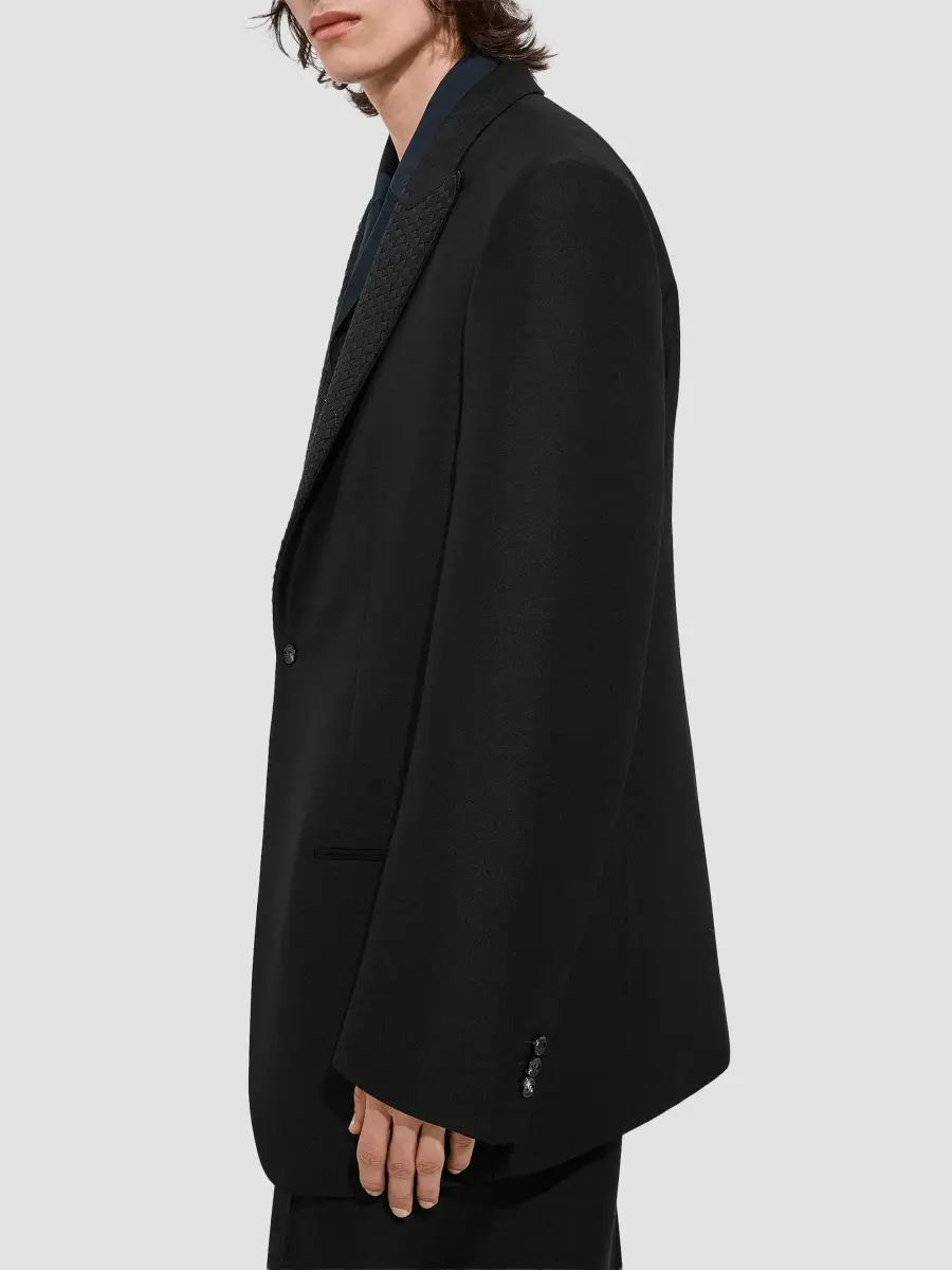 Bottega Veneta Men's Intrecciato-Lapel Mohair-Wool Jacket | Thumbnail 3 Bottega Veneta Men's Intrecciato-Lapel Mohair-Wool Jacket | Thumbnail 3