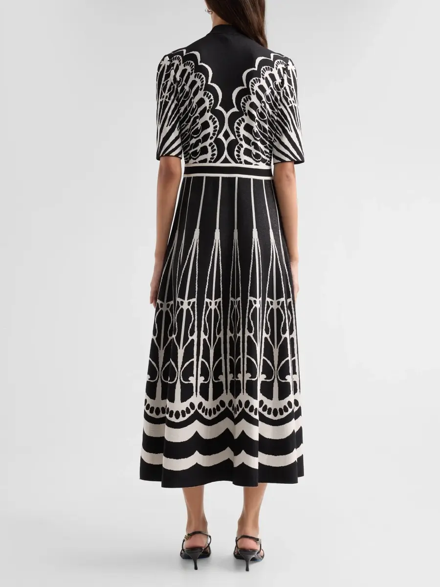 Ming Wang Women's Split Neck A-Line Midi Dress | Thumbnail 3 Ming Wang Women's Split Neck A-Line Midi Dress | Thumbnail 3