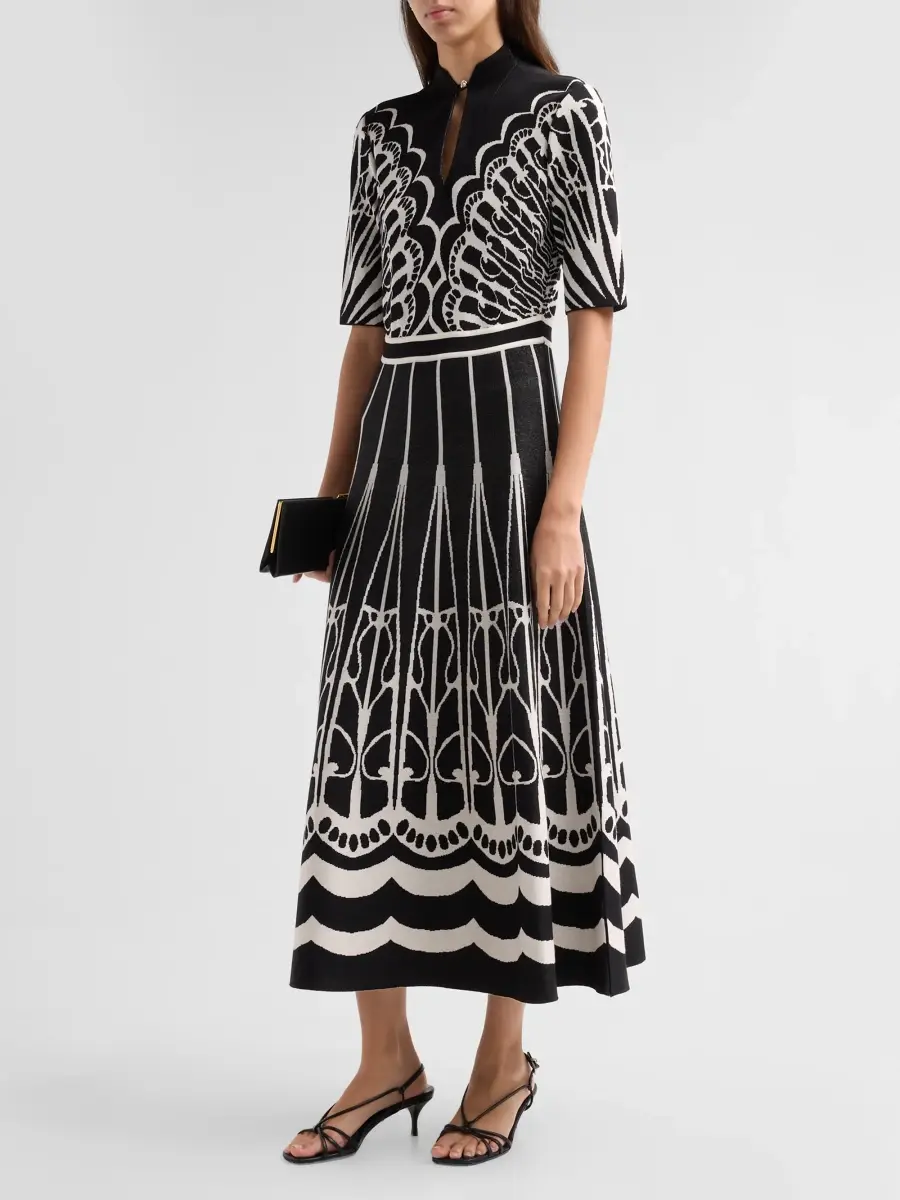 Ming Wang Women's Split Neck A-Line Midi Dress | Thumbnail 4 Ming Wang Women's Split Neck A-Line Midi Dress | Thumbnail 4