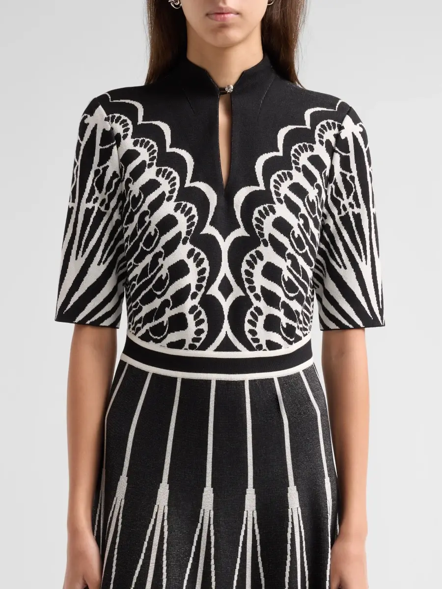 Ming Wang Women's Split Neck A-Line Midi Dress | Thumbnail 5 Ming Wang Women's Split Neck A-Line Midi Dress | Thumbnail 5