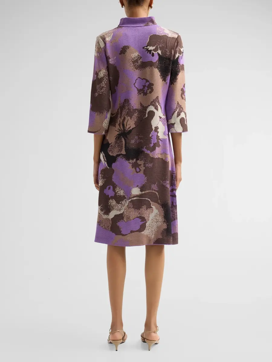 Ming Wang Women's Abstract Jacquard-Knit V-Neck Midi Dress | Thumbnail 3 Ming Wang Women's Abstract Jacquard-Knit V-Neck Midi Dress | Thumbnail 3