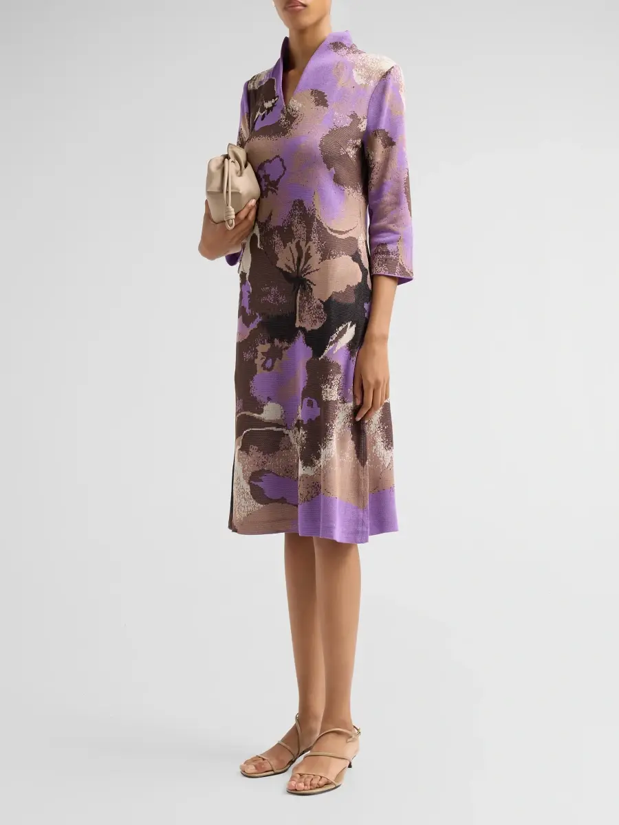 Ming Wang Women's Abstract Jacquard-Knit V-Neck Midi Dress | Thumbnail 4 Ming Wang Women's Abstract Jacquard-Knit V-Neck Midi Dress | Thumbnail 4