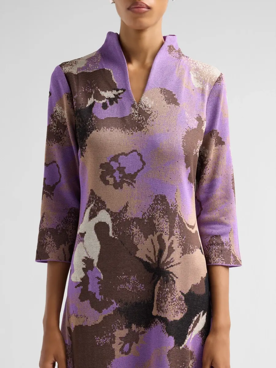 Ming Wang Women's Abstract Jacquard-Knit V-Neck Midi Dress | Thumbnail 5 Ming Wang Women's Abstract Jacquard-Knit V-Neck Midi Dress | Thumbnail 5