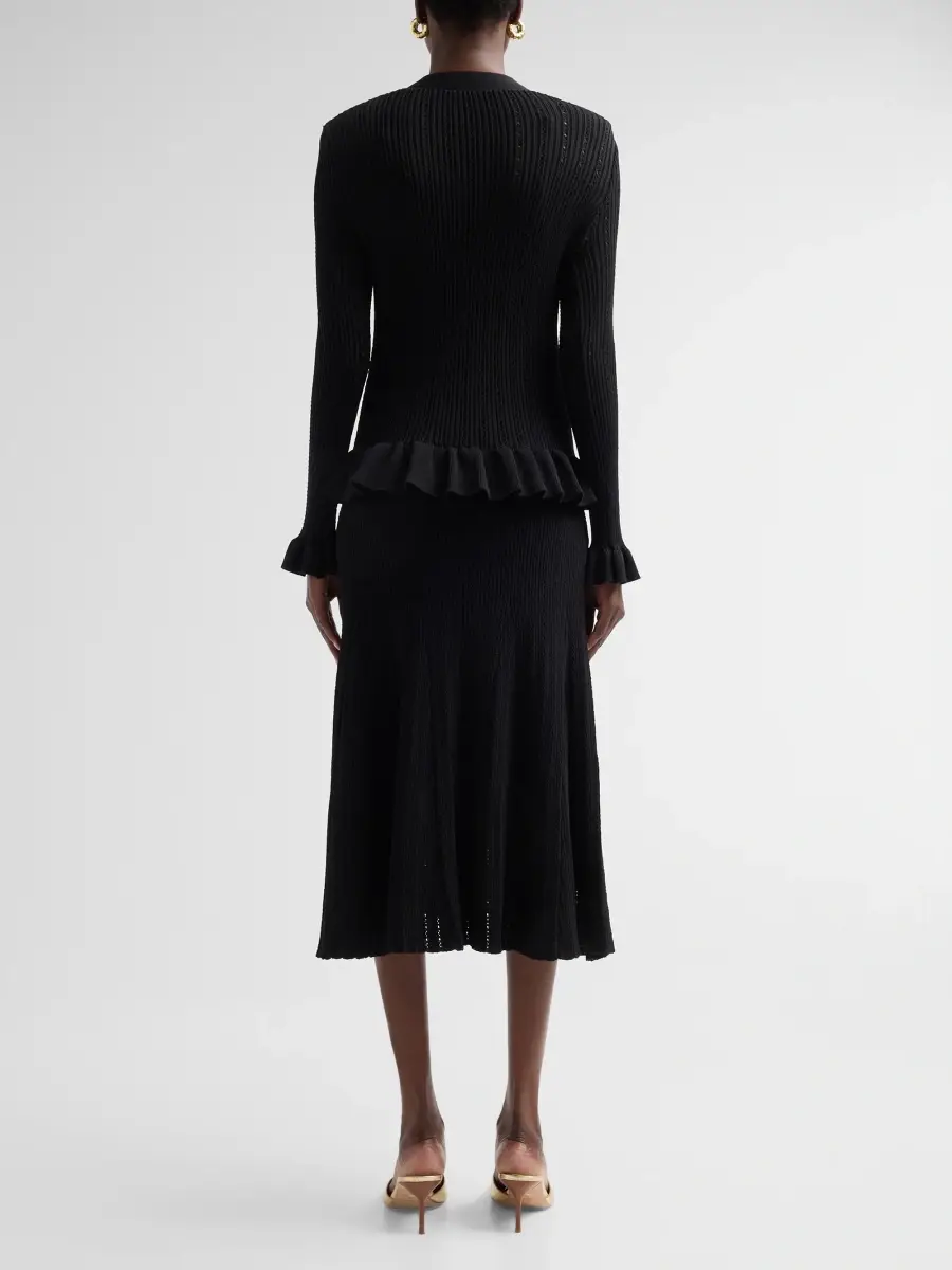 Teri Jon by Rickie Freeman Women's Knitted Peplum Cocktail Midi Dress | Thumbnail 3 Teri Jon by Rickie Freeman Women's Knitted Peplum Cocktail Midi Dress | Thumbnail 3
