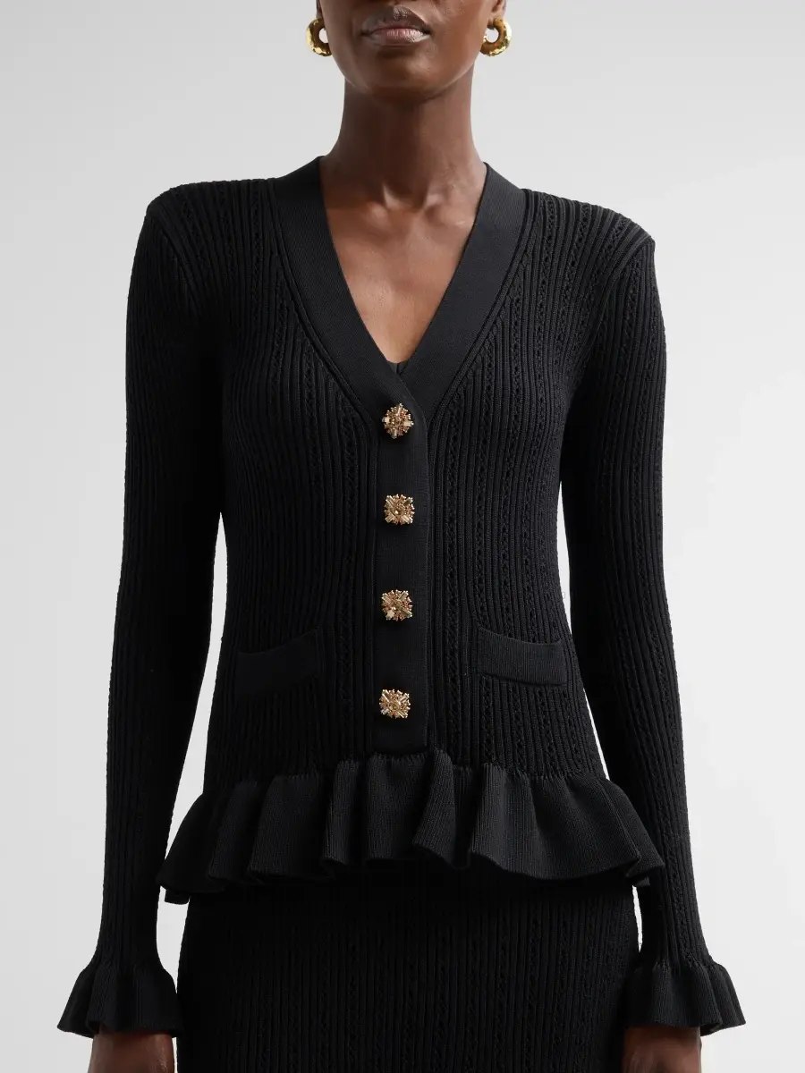 Teri Jon by Rickie Freeman Women's Knitted Peplum Cocktail Midi Dress | Thumbnail 5 Teri Jon by Rickie Freeman Women's Knitted Peplum Cocktail Midi Dress | Thumbnail 5