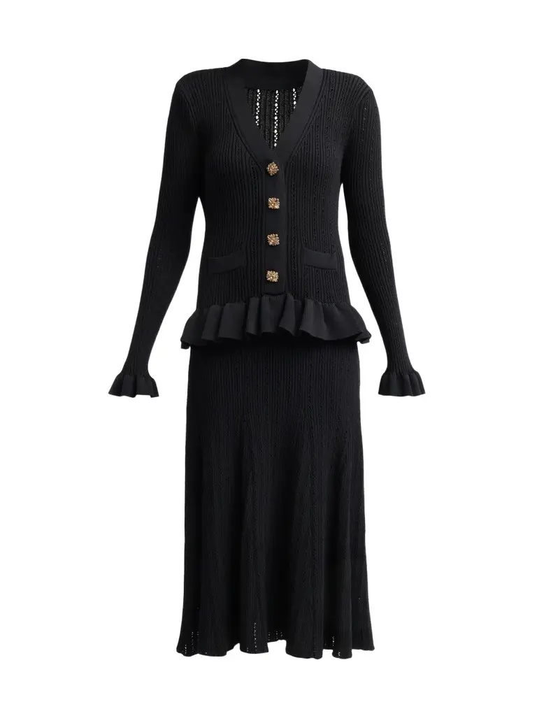 Women's Knitted Peplum Cocktail Midi Dress Women's Knitted Peplum Cocktail Midi Dress