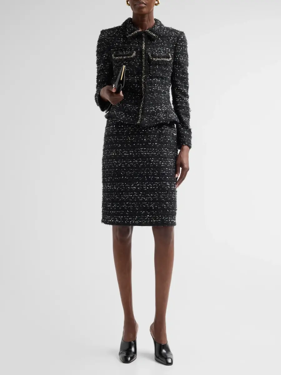 Teri Jon by Rickie Freeman Women's Metallic Bouclé Jacket | Thumbnail 2