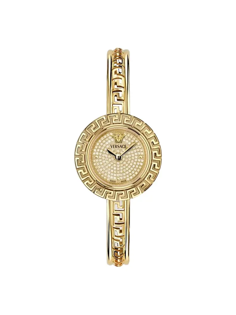 Versace Women's Greca Goldtone Stainless Steel, 0.39 TCW Diamond & Leather 3-Piece Watch Set/28MM