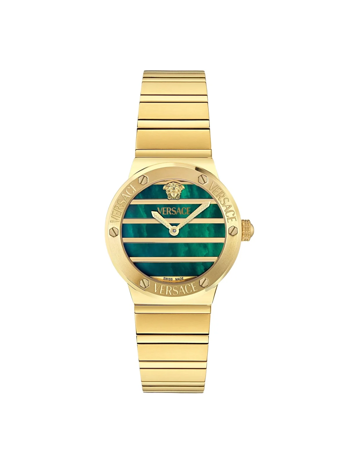Versace Women's Greca Logo Goldtone Stainless Steel & Green Mother-Of-Pearl Bracelet Watch/33MM