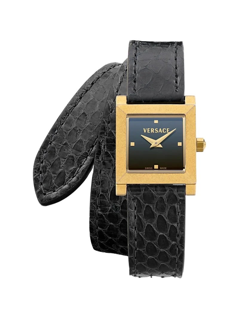 Versace Women's Mosaic Goldtone Stainless Steel & Leather Wrap Watch/22MM