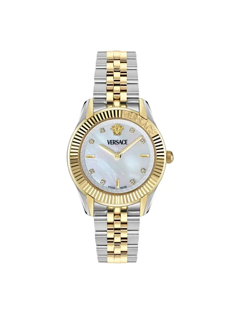 Versace Women's Greca Time Two-Tone Stainless Steel & 0.04 TCW Diamond Bracelet Watch/30MM