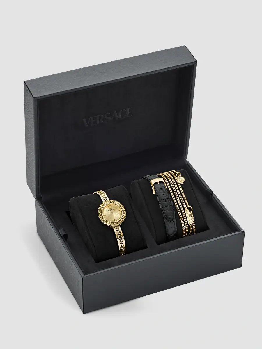 Versace Women's Greca Goldtone Stainless Steel, 0.01 TCW Diamond & Leather 3-Piece Watch Set/28MM | Thumbnail 5 Versace Women's Greca Goldtone Stainless Steel, 0.01 TCW Diamond & Leather 3-Piece Watch Set/28MM | Thumbnail 5