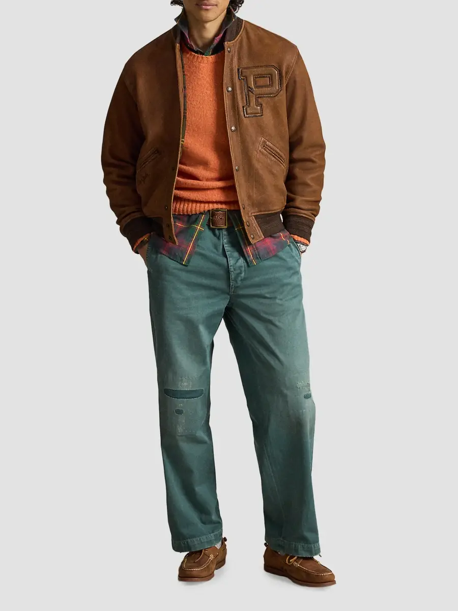 Polo Ralph Lauren Men's Leather Letterman Jacket | Thumbnail 2 Polo Ralph Lauren Men's Leather Letterman Jacket | Thumbnail 2