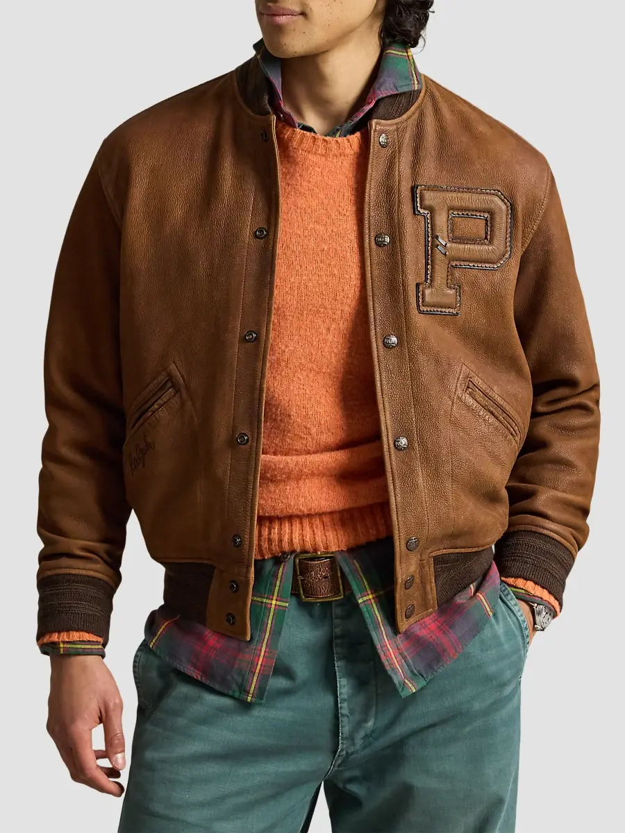 Polo Ralph Lauren Men's Leather Letterman Jacket | Thumbnail 4 Polo Ralph Lauren Men's Leather Letterman Jacket | Thumbnail 4