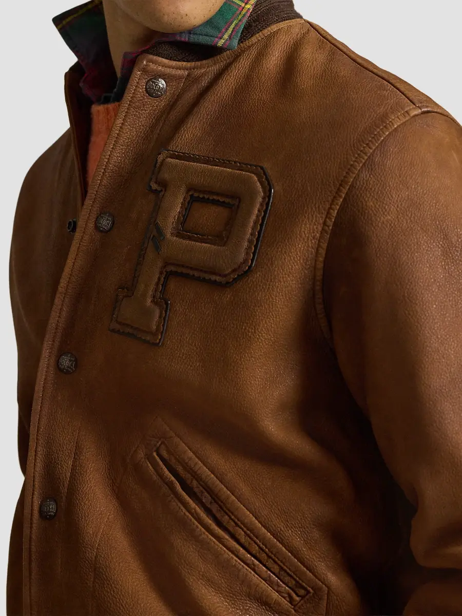 Polo Ralph Lauren Men's Leather Letterman Jacket | Thumbnail 5 Polo Ralph Lauren Men's Leather Letterman Jacket | Thumbnail 5
