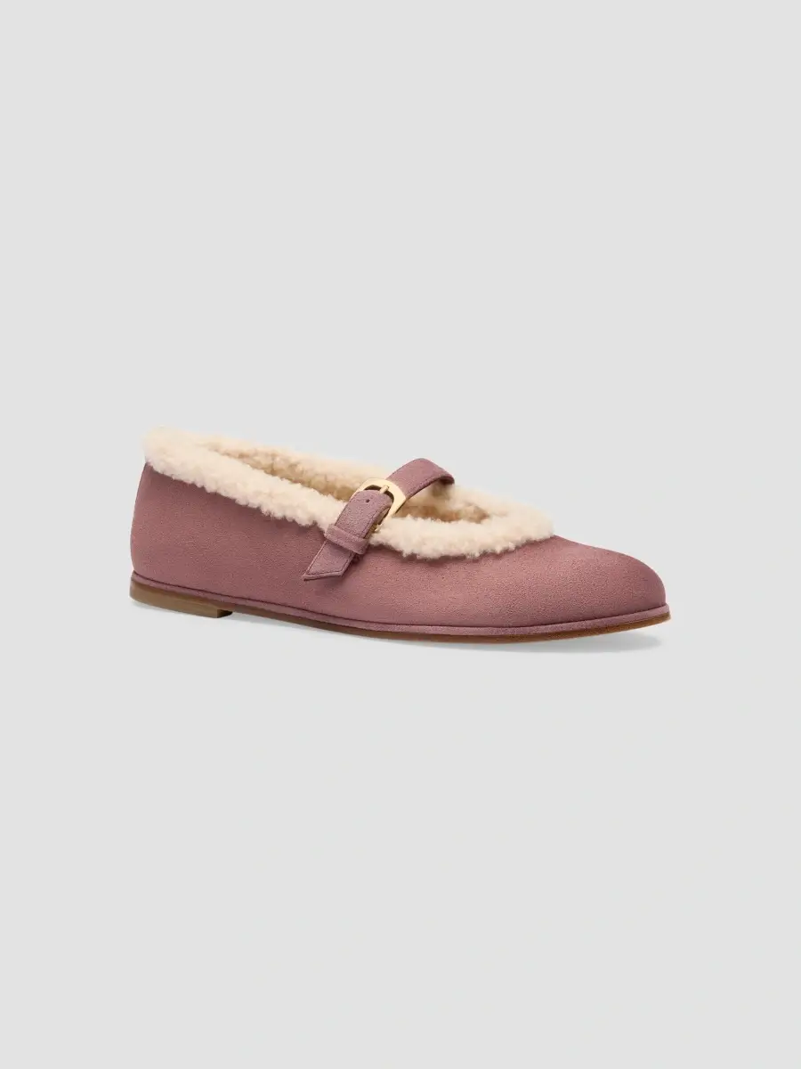 Stuart Weitzman Women's Sai Shearling-Lined Suede Mary Janes | Thumbnail 2