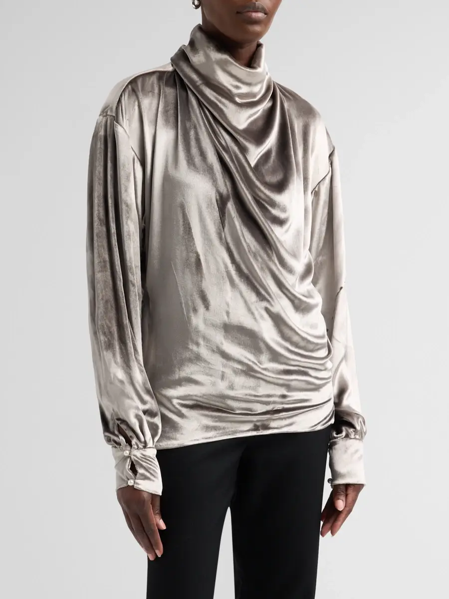 PRABAL GURUNG Women's Draped Velvet Blouse | Thumbnail 4 PRABAL GURUNG Women's Draped Velvet Blouse | Thumbnail 4
