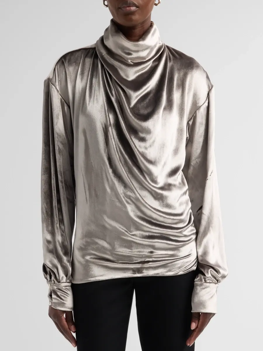 PRABAL GURUNG Women's Draped Velvet Blouse | Thumbnail 5 PRABAL GURUNG Women's Draped Velvet Blouse | Thumbnail 5