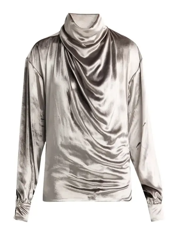 Women's Draped Velvet Blouse Women's Draped Velvet Blouse
