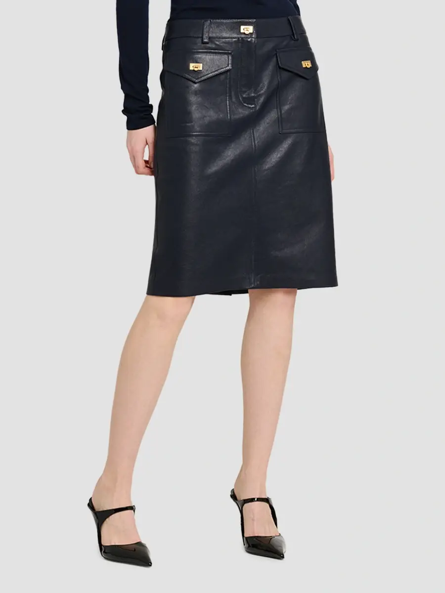 Ferragamo Women's Leather Naurical Knee Skirt | Thumbnail 4 Ferragamo Women's Leather Naurical Knee Skirt | Thumbnail 4