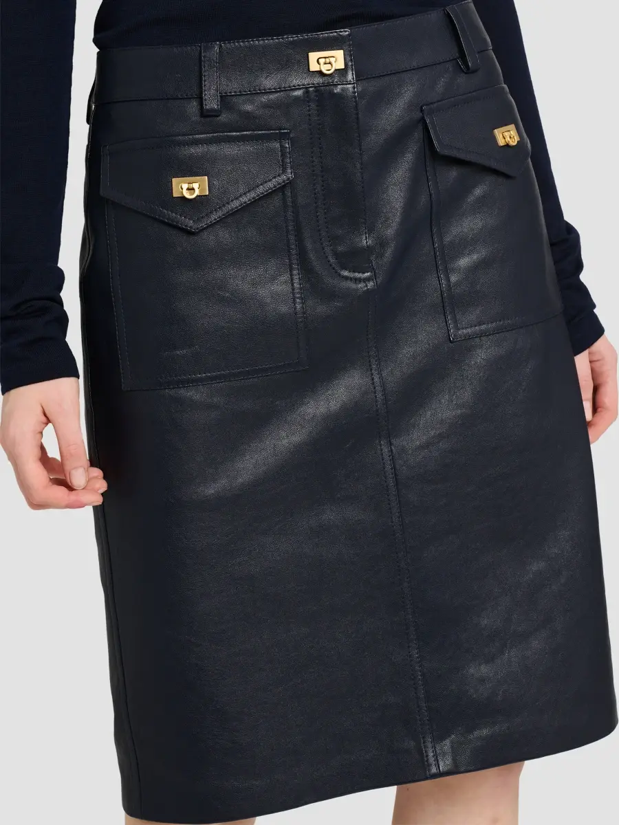 Ferragamo Women's Leather Naurical Knee Skirt | Thumbnail 7 Ferragamo Women's Leather Naurical Knee Skirt | Thumbnail 7
