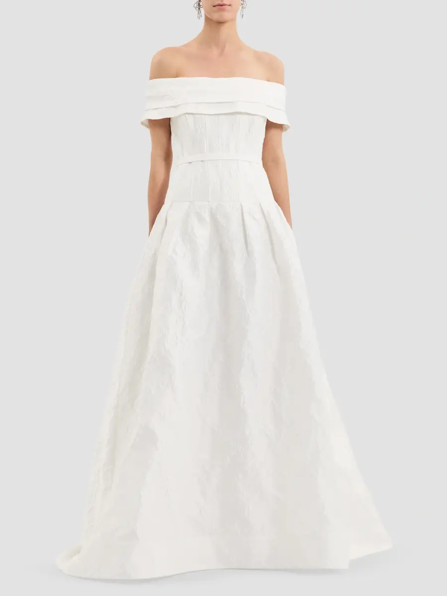 Rebecca Vallance Women's Revolution Embossed Jacquard Off-The-Shoulder Gown | Thumbnail 2