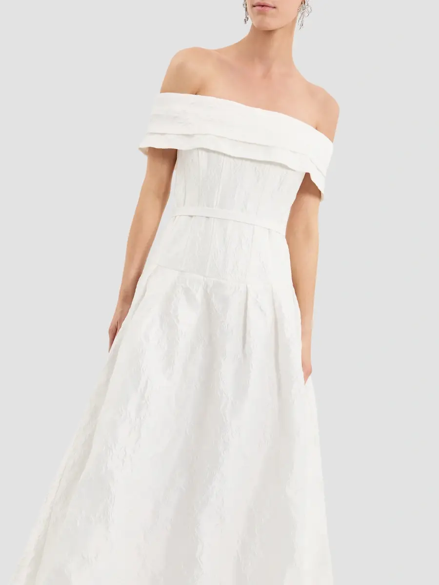 Rebecca Vallance Women's Revolution Embossed Jacquard Off-The-Shoulder Gown | Thumbnail 6