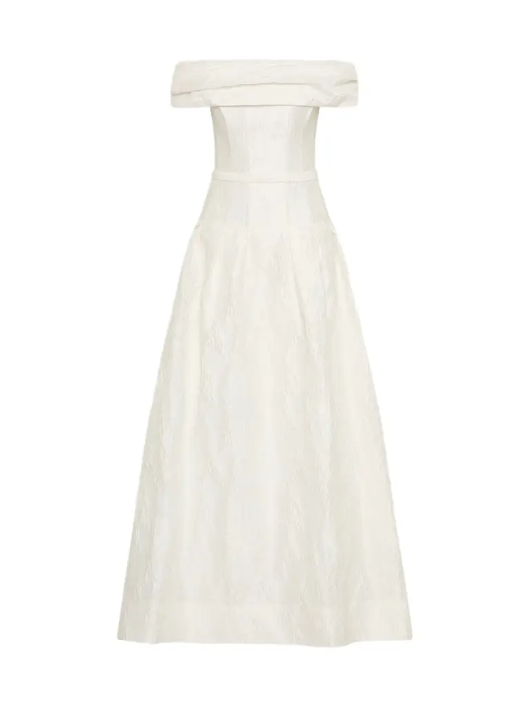 Women's Revolution Embossed Jacquard Off-The-Shoulder Gown
