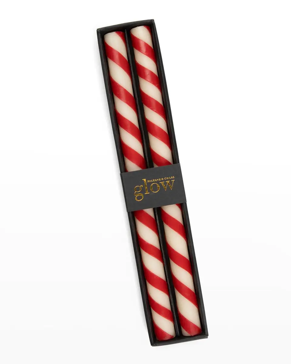 MacKenzie-Childs Candy Cane Dinner Candles, Set of 2 | Thumbnail 2 MacKenzie-Childs Candy Cane Dinner Candles, Set of 2 | Thumbnail 2